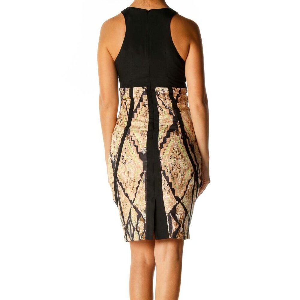 Seduce Beige Printed Sheath Dress - Picture 3 of 3